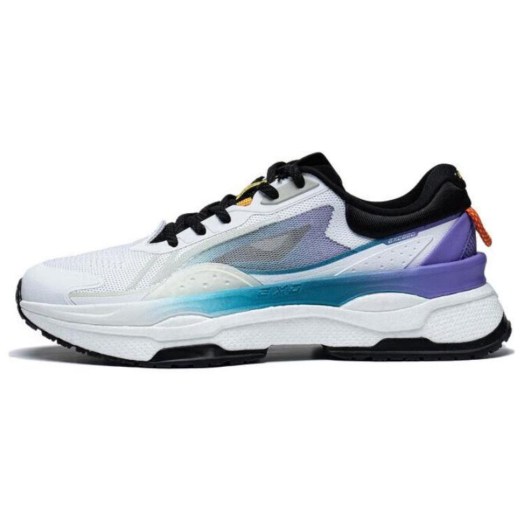 New LiNing Exceed 7 Cushioning Anti Slip Wear Resistant Breathability Low Top Casual Shoes Men's White Purple AGLT091-5