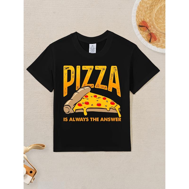 European sizes Funny Pizza Lover Saying T-Shirt for - "PIZZA IS THE ANSWER" Graphic Tee with Pizza Slice Design, Short Sleeve Round Neck Casual Top