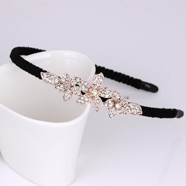 Gold Rhinestone Butterfly Korean Headband & Hairpin Set - Non-Slip Metal Hair Accessories