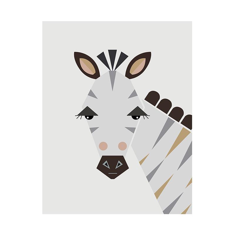 Cartoon Geometric Animal Elephant Lion Tiger Decorative Painting Simple Home Porch Living Room Painting Canvas Painting Wall Art