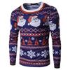 Men's Round Neck Slim Fit Long Sleeve Top Christmas Print T-shirt