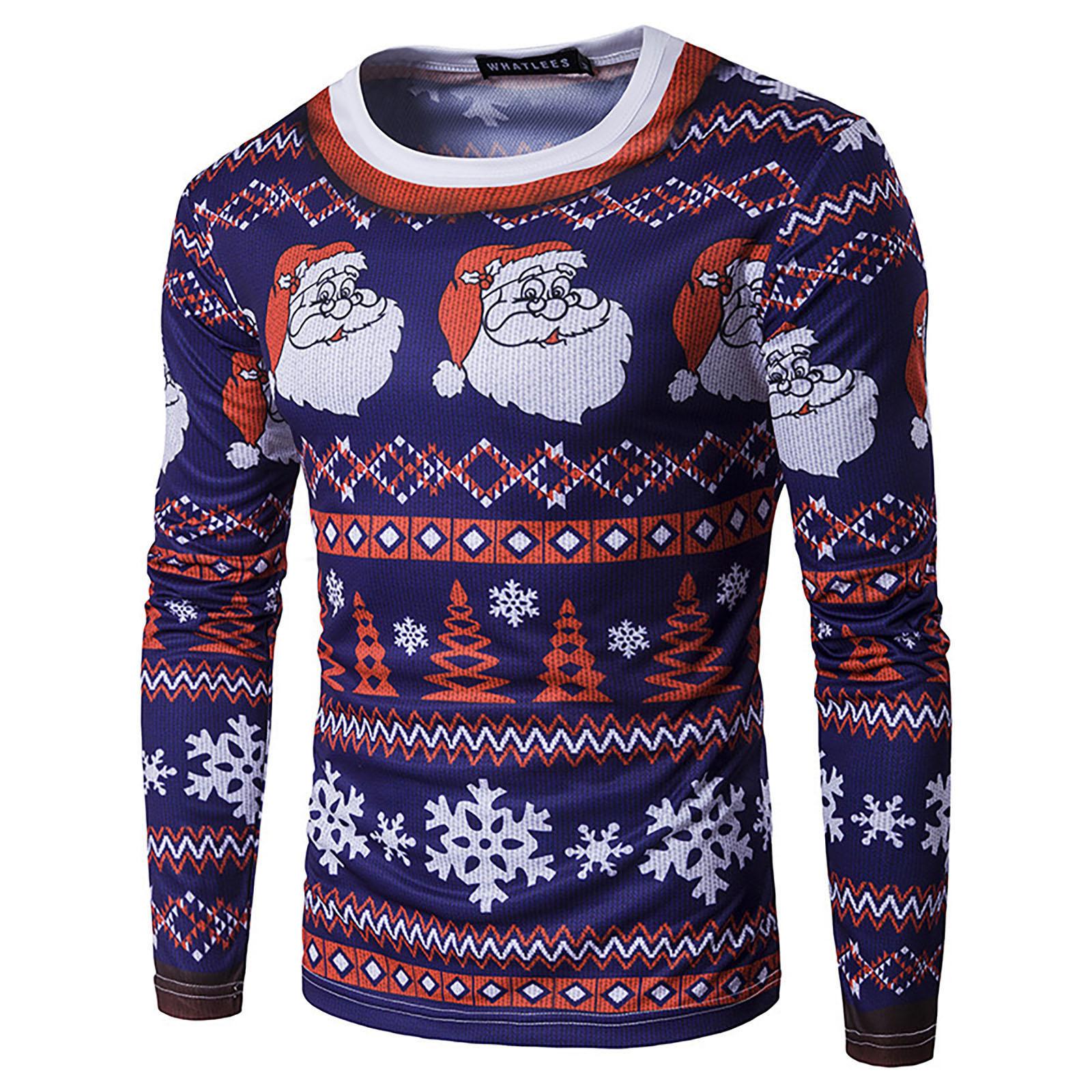 

Мужской топ с круглым вырезом, облегающего кроя, с длинными рукавами, футболка с рождественским принтом M фиолетовый