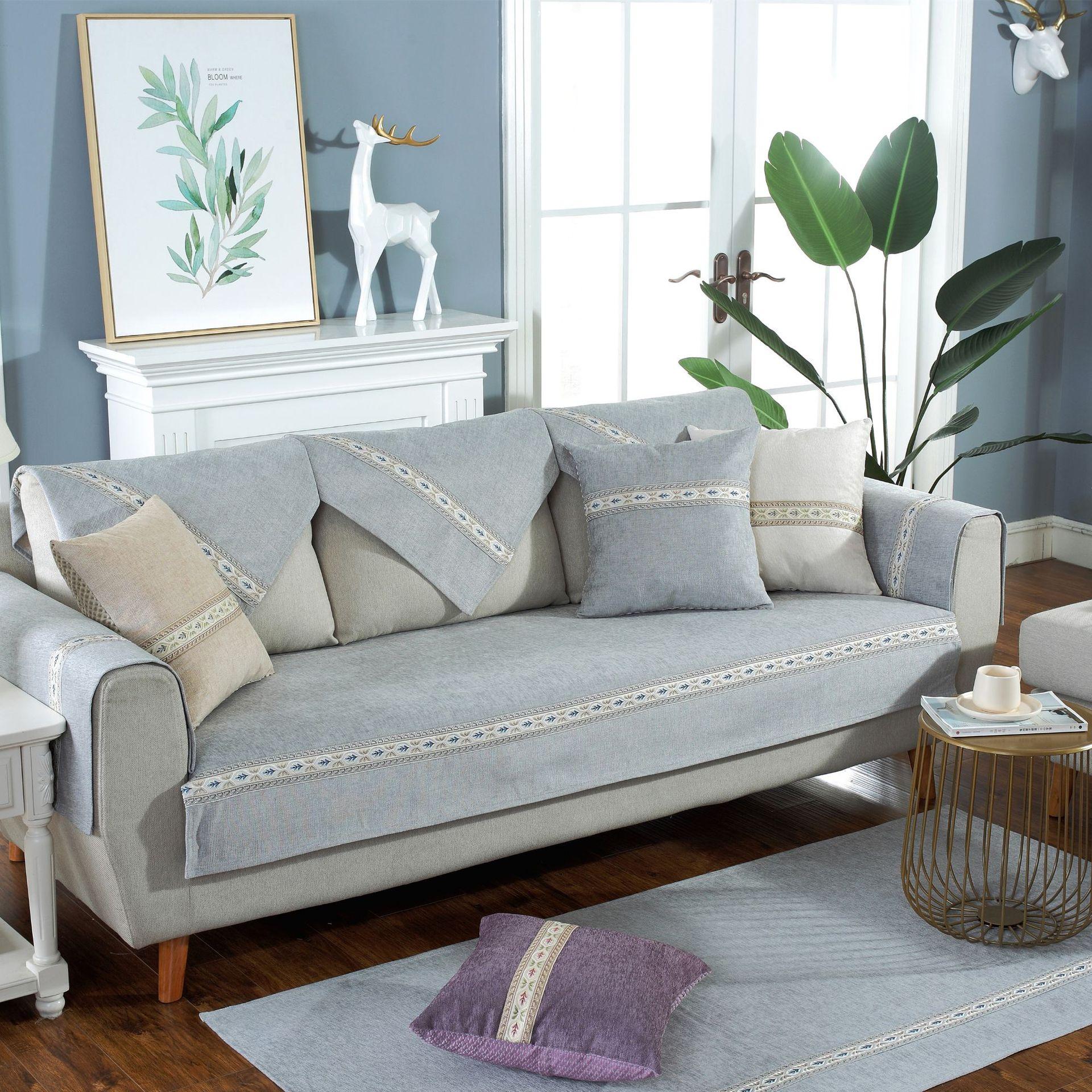 

Подушка для дивана из ткани синели, всесезонная универсальная, простая и современная нескользящая ткань, подушка для сиденья в гостиной, полотенце на спинку дивана 65*70