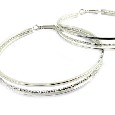 [L9651] - Silver 'Choreography' Hoop Earrings Ø 60 Mm 5 Mm