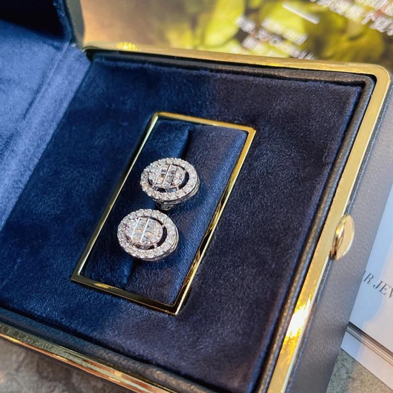 Korean Versatile Micro-set Full Diamond Stud Earrings: High-end, Fashionable Cold Style for Women