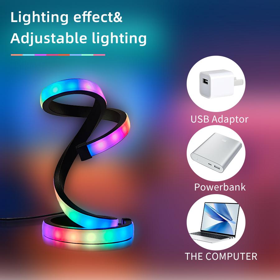 A desktop lamp with an artistic and modern feel. It is USB - powered and has color - changing effects, suitable for various room
