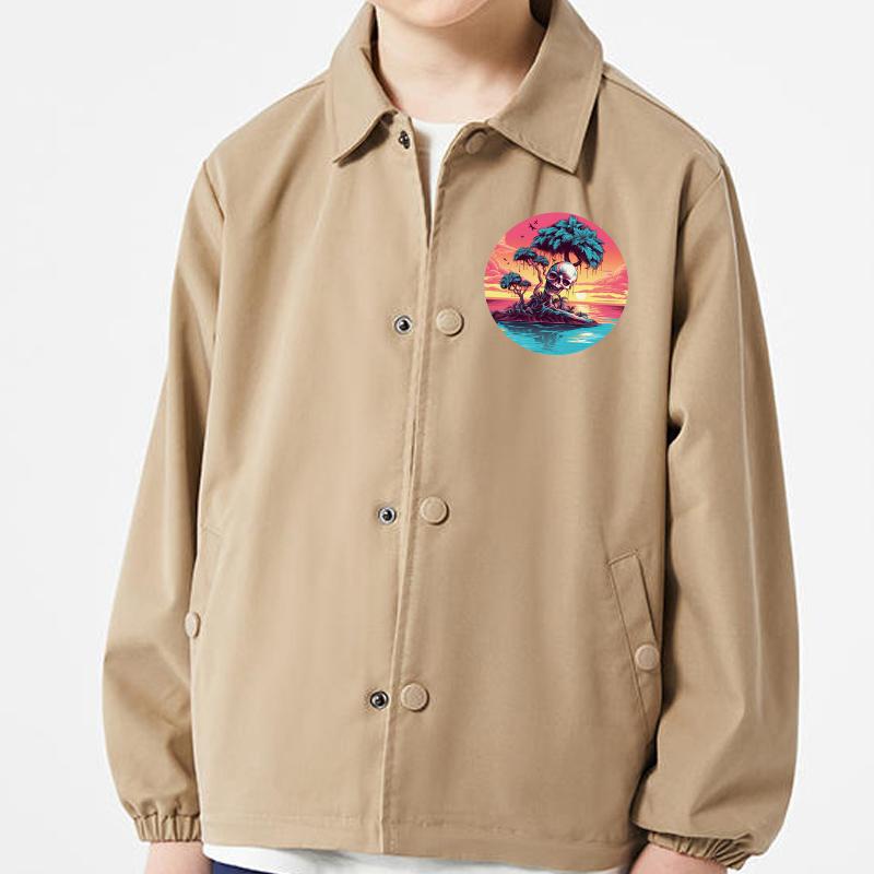 Island Skulls Trees Patch Iron On Clothes Sunset Heat Transfer Down Coat Parches Ropa Diy Clothes Stickers Iron On Patches