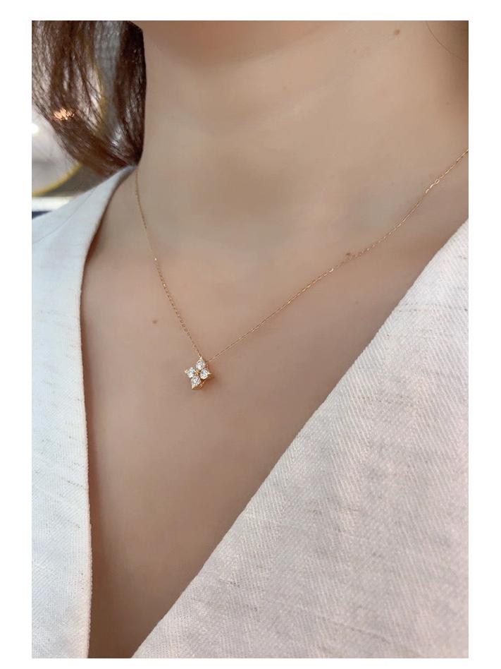 Sterling Silver Four-Leaf Clover Necklace - Luxury Super Flash Design with Four-Petal Flower Pendant