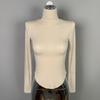 Korean Sexy Bust-Enhancing High Neck Slimming Long Sleeve T-shirt for Women