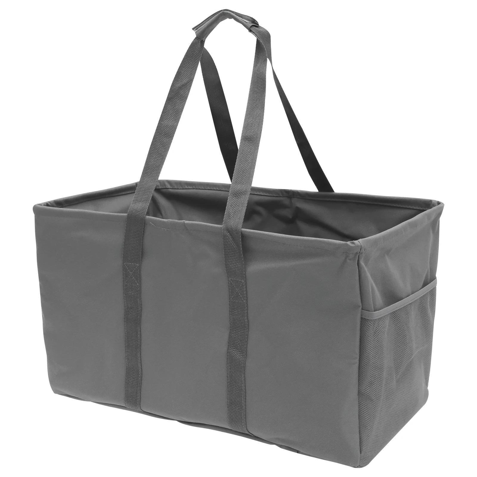 

50 л Большая складная сумка для хранения Многоразовая корзина для грязного белья Сумка для покупок Прочная сумка-тоут из ткани Оксфорд темно-серого