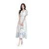 Heavy Industry Embroidery New National Style Dress Women's Summer Design Sense French Gentle Wind Temperament Waist V-Neck Long Dress