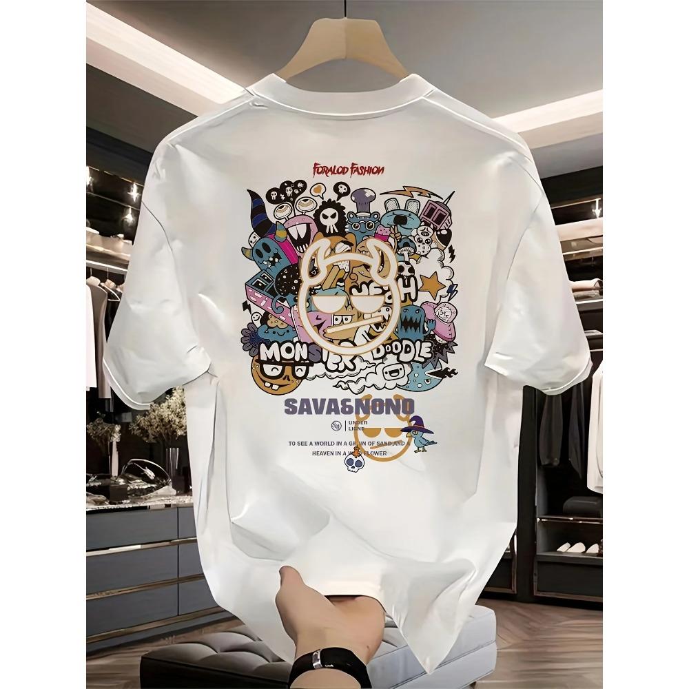 

Мужская футболка из плотного 100% хлопка с графическим принтом, легкая и дышащая, удобная, повседневная одежда, модная, машинная стирка XXXXXL белый