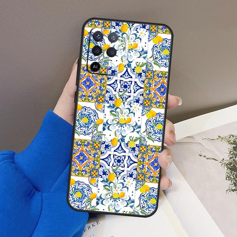 Mediterranean Lemon Case For Oppo A94 A74 A54 A80 A60 A40 A18 A38 A58 A78 A98 A96 A76 A16 A15 A17 A57 A77 A5 Pro