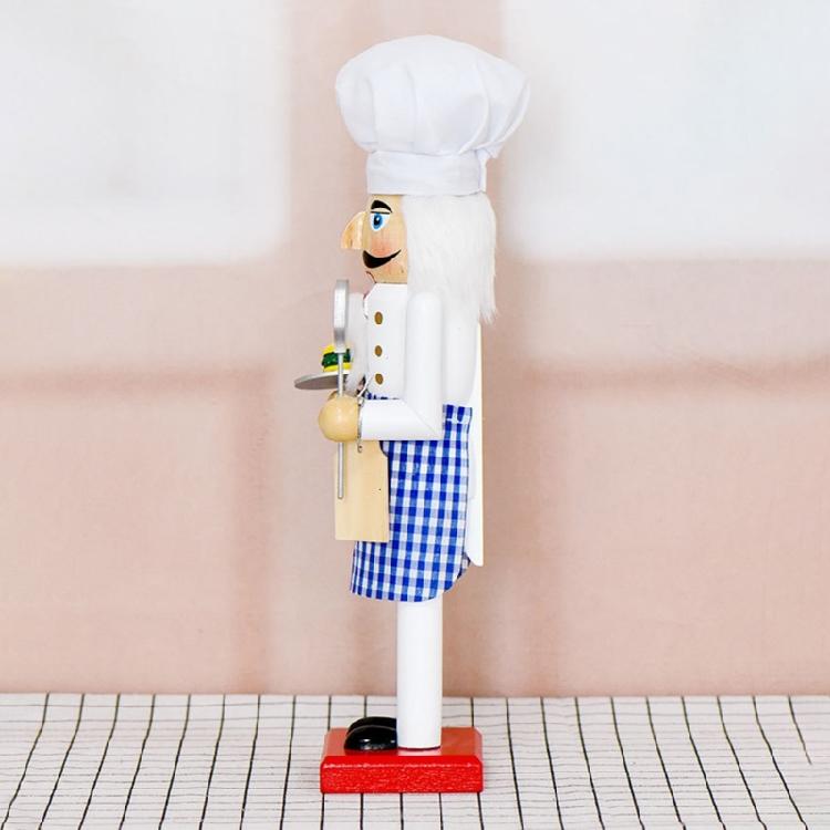 Festives Wooden Nutcrackers Soldier Ornament Chefs Styles Blue Plaids Apron Traditional Holiday Homes Accent Piece