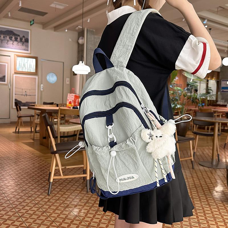Schoolbag Japanese cute drawstring niche design high school student schoolbag female simple college student backpack large capacity backpack