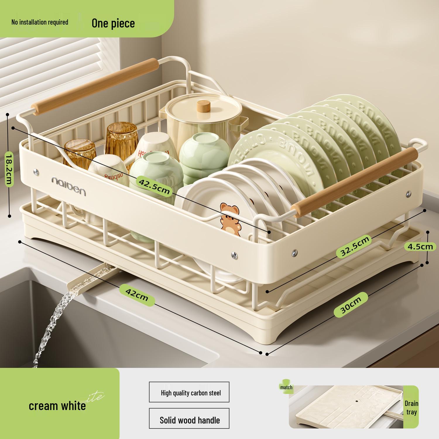 Multi-functional Kitchen Countertop Draining Rack for Bowls, Plates, and Chopsticks