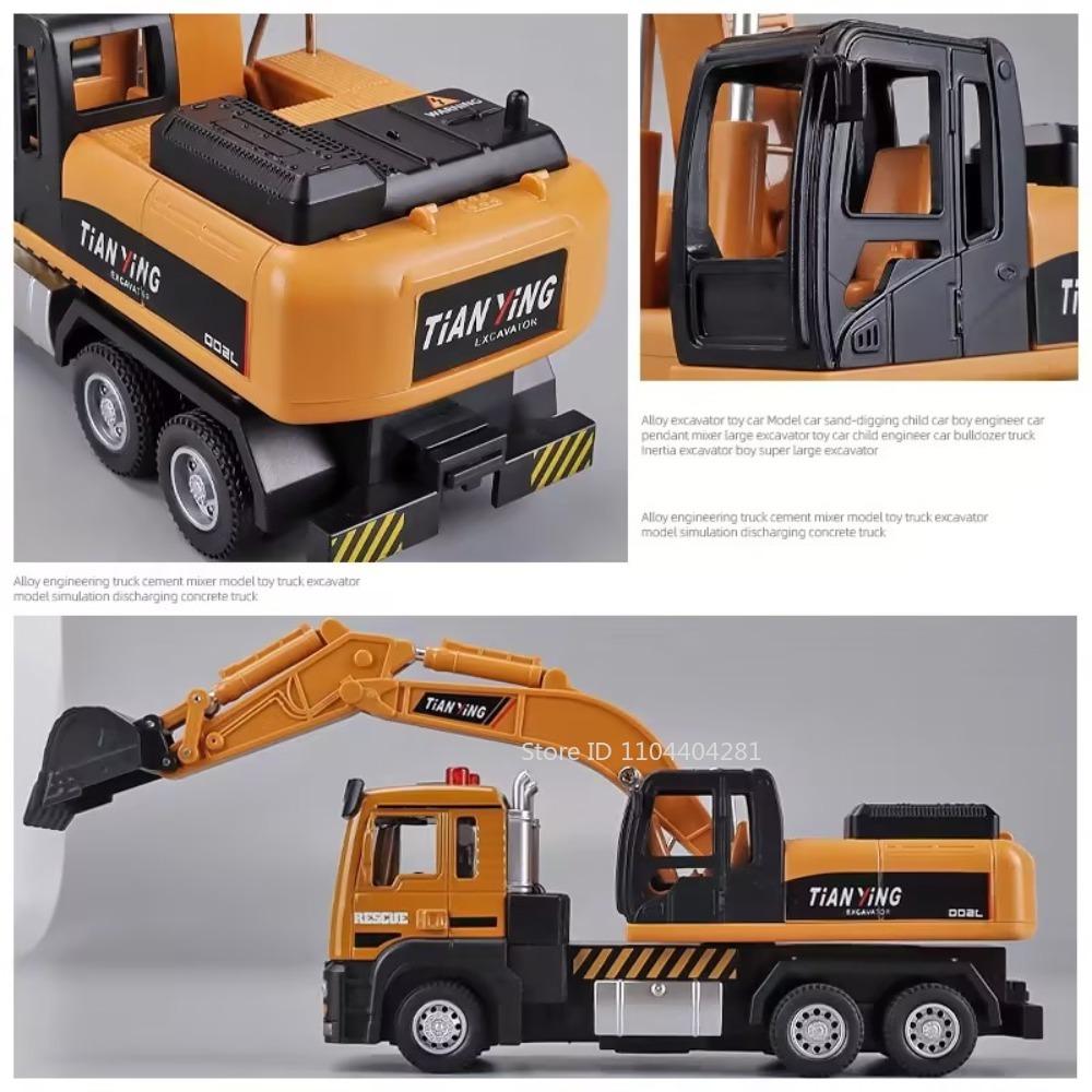1:32 Excavator Blender Dump Truck Alloy Model Toys Diecast Car With Sound Light Pull Back Miniature Vehices Children'S Toy Gifts