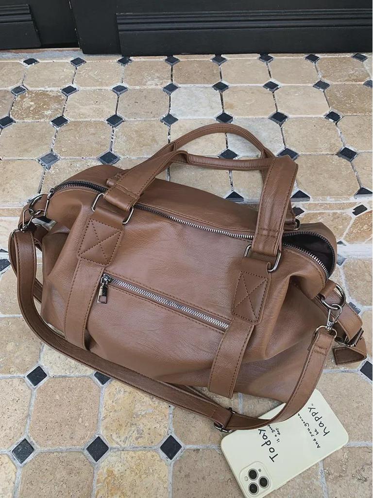 Trendy 2025 Women's Korean Casual Tote Bag - Large Capacity Hand-Held Travel Messenger Bag.