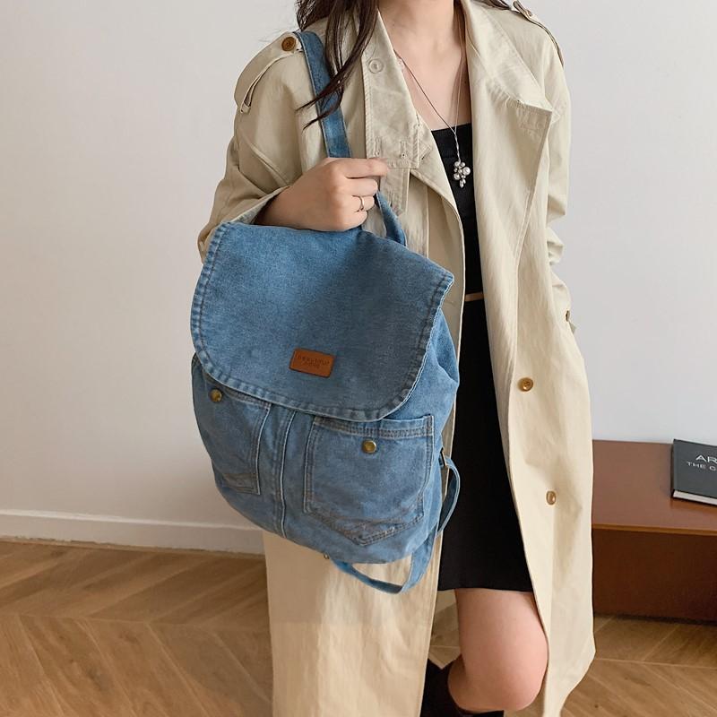 Large Capacity Backpack Women Denim Backpack
