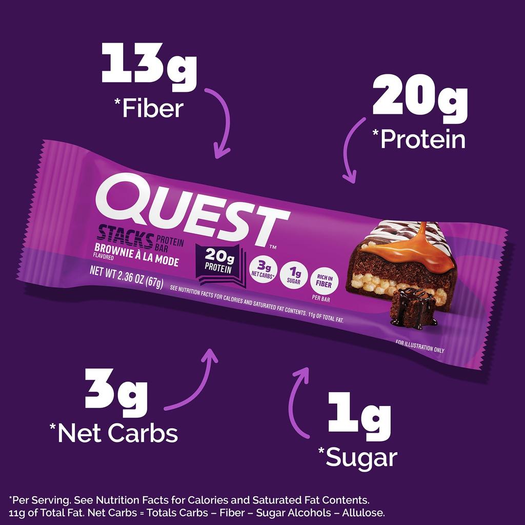 Quest Nutrition Stacks, Protein Bars, Brownie À La Mode, 12 Bars, 67g Each (2.36oz)
