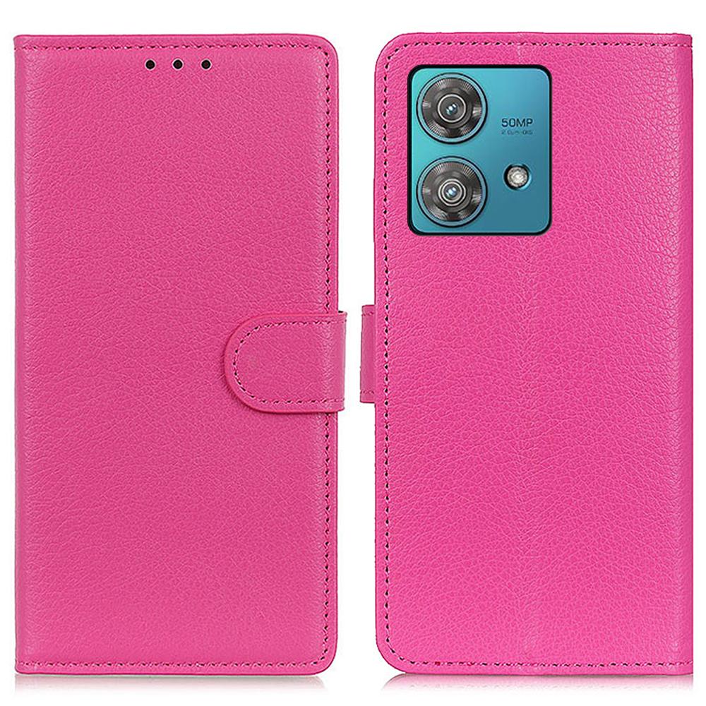 

For Motorola Edge 40 Neo 5G Case Slim-Fit Phone Stand Cover PU Leather Wallet Rose