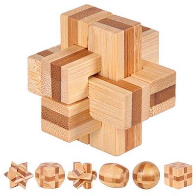 Wooden Kongming Lock Brain Teaser Puzzle Children Adults Educational Game Toy