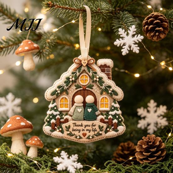 Holiday Party Decorations Christmas Tree Felt Pendant, Handmade Fabric Hanging Ornament for Decor Decoration, Seasonal Home Decoration Living