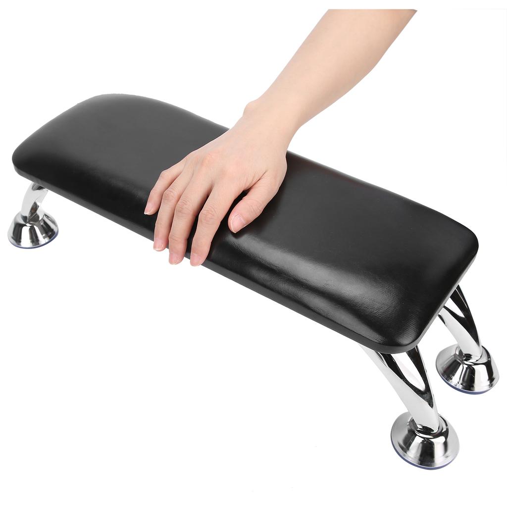 Nail Art Hand Pillow Salon Arm Hand Rest Cushion with Stainless Steel Support (Black)
