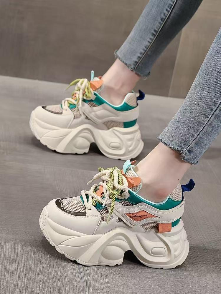 

Женские летние кроссовки на толстой подошве, увеличивающие рост, 2025, новая сетчатая дышащая легкая обувь на мягкой подошве, повседневная спортивная обувь в стиле тяжелой промышленности 39 оранжевый