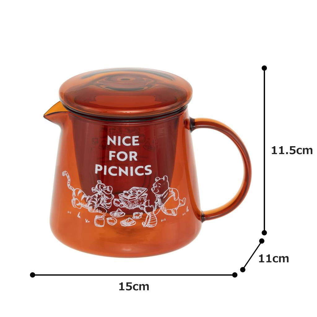maebata Winnie the Pooh Glass Pot Heat Resistant Glass Heat Resistant Dishwasher Microwave Safe 600ml Disney 52824 D-WP33