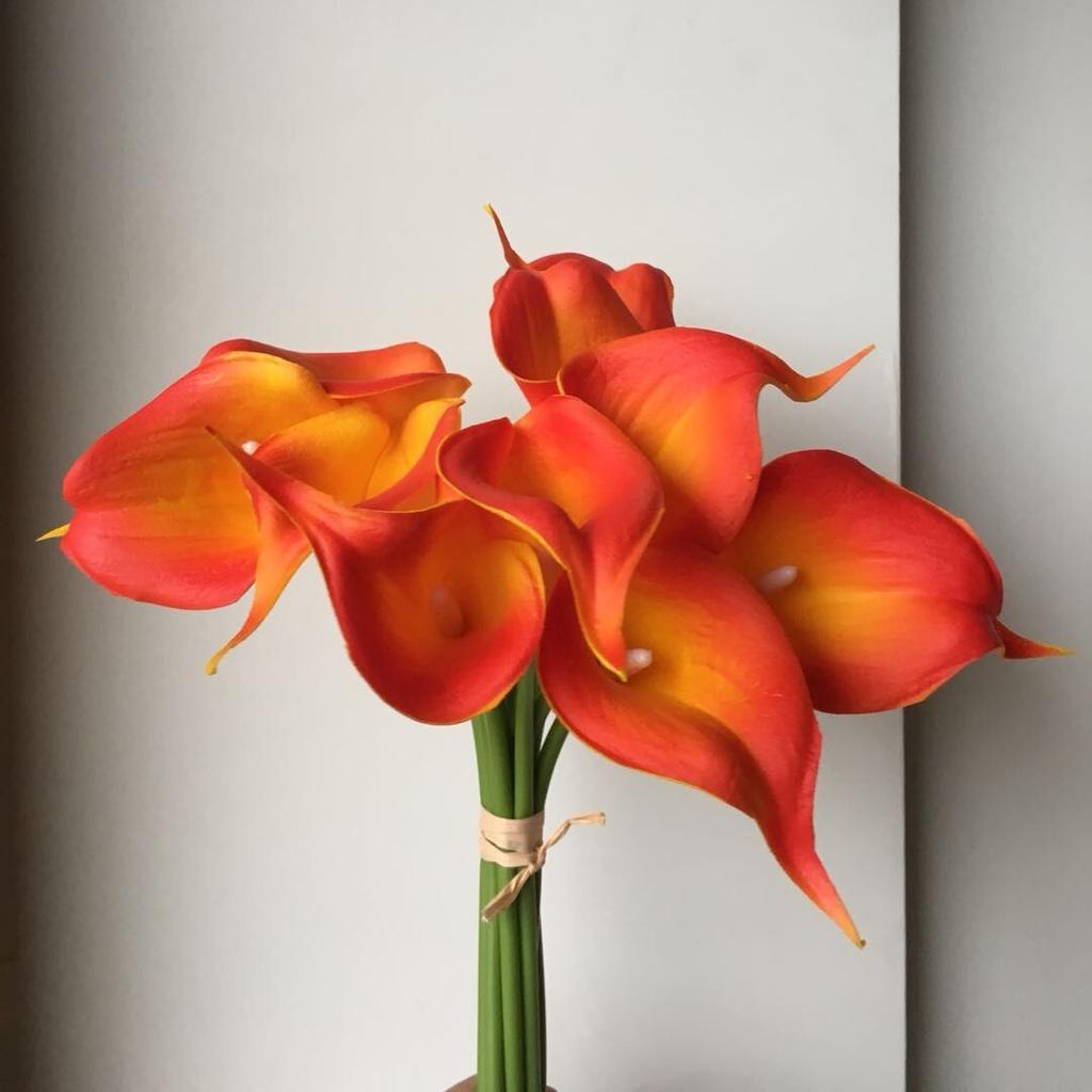 5PCS White PU Fake Flower Artificial Calla Lily for Home Decor Wedding Bridal Bouquet Home Table Flower Bouquet Decor 36CM