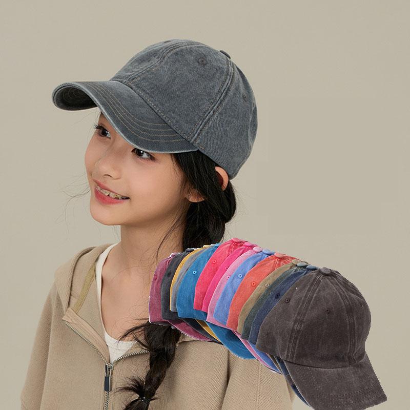 Vintage Washed Cotton Baseball Cap for Kids Sun Hats Adjustable Hip Hop Hat Summer Sun Protection Snapback Boys Girls Peaked Hat