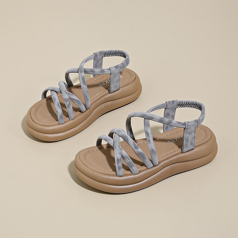 Sandals women's 2025 new summer thick-soled one-word belt versatile fashion flat-bottomed muffin women's shoes