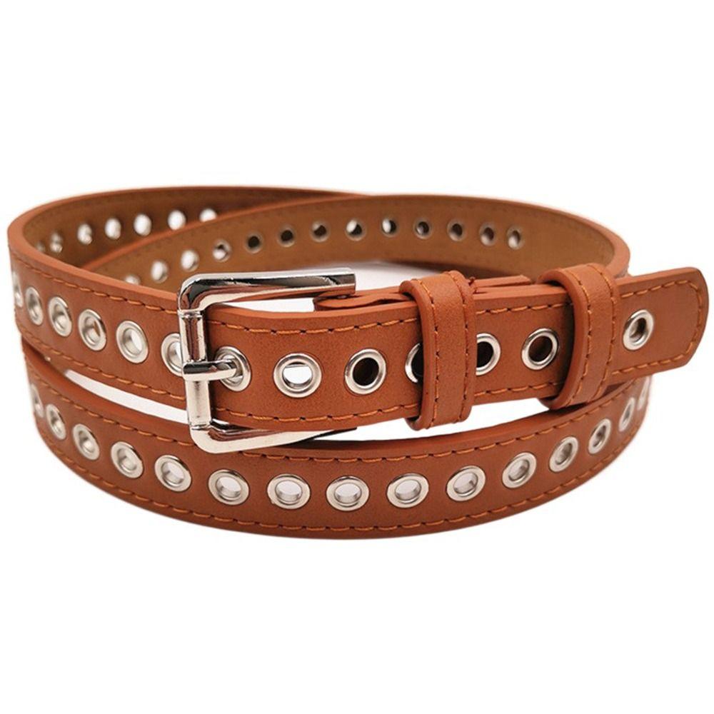 Jeans For Men Trousers Fashion Circle Pin Buckle Waist Strap Waistband PU Leather Belt Waist Belt