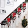 1pc Artifical Christmas Teardrop Swag for Front Door, Christmas Garlands with Christmas Ball Red Berry Pine Cone Rustic Garland for Xmas Home Decor