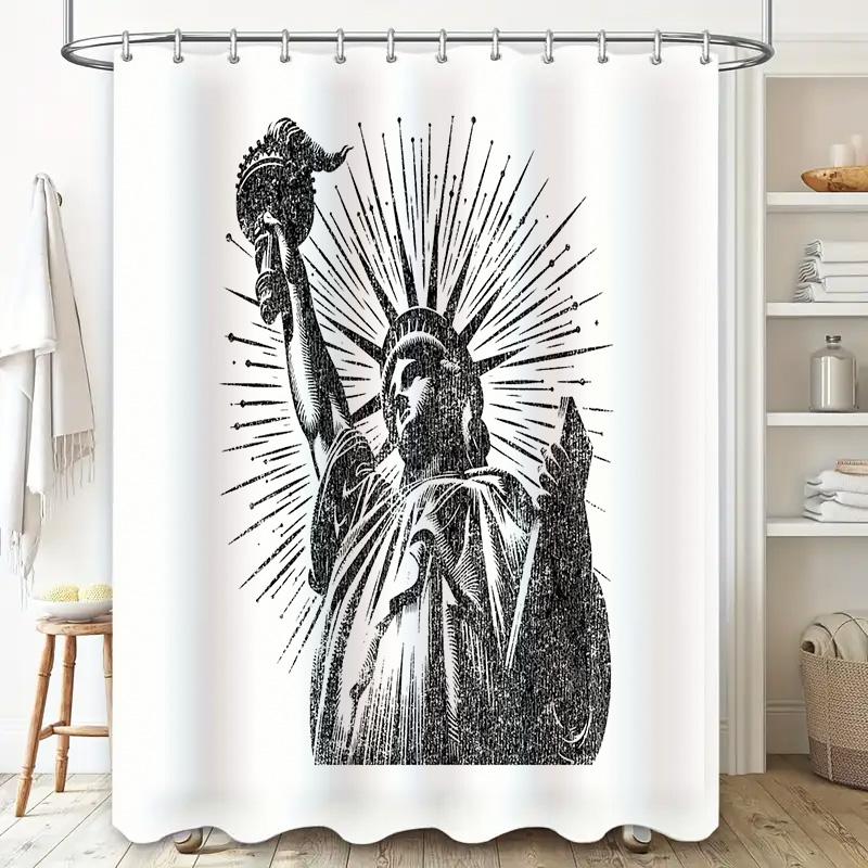 Vintage Statue of Liberty Shower Curtain Gothic Dark Academia Bathroom Decor Grunge Home Decor Gothic Decor Wall Art Victorian D