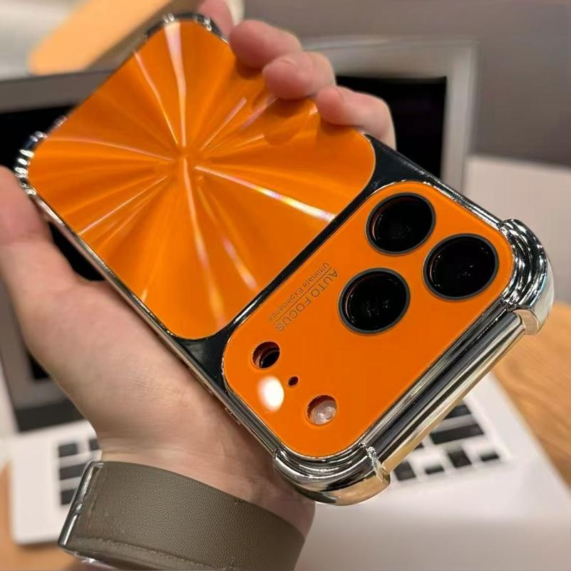 

New 6D Colorful Laser Aurora Case For iPhone 13 14 15 16 17 Pro Max Air Soft Bumper Shockproof Glass Camera Hard PC Cover For iPhone 17Pro