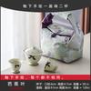 Guochao Hand-Painted Orchid Cover Bowl Two Cup Set Portable Cloth Bag Outdoor Tea Drinking High Value Light Luxury Travel Tea Set