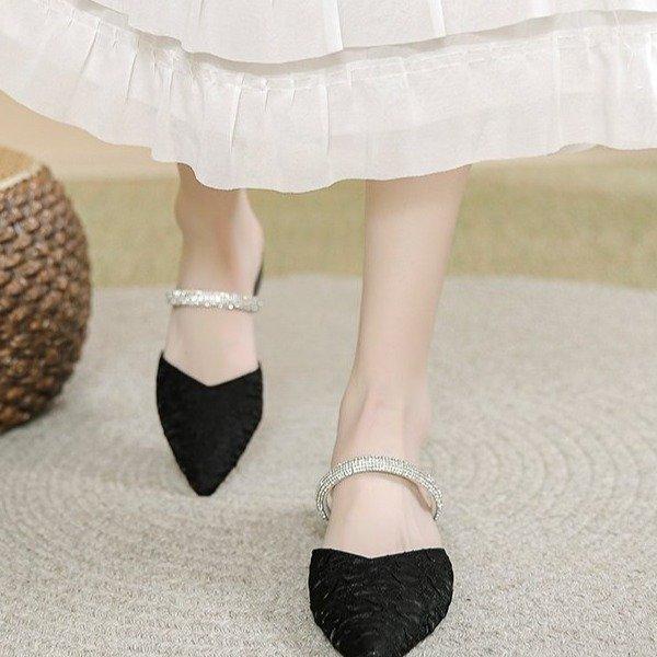 Fashion Summer New Pointed Toe Women's Slippers, Luxury Mid-heeled Sandals, Fashionable and Elegant Slip-on Party Shoes for Women