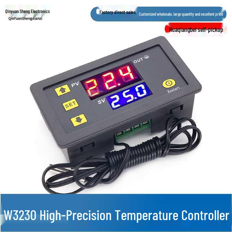 W3230 High-Precision Digital Temperature Controller Module, 12V/24V/AC220V, Miniature Display and Control Switch. 24V