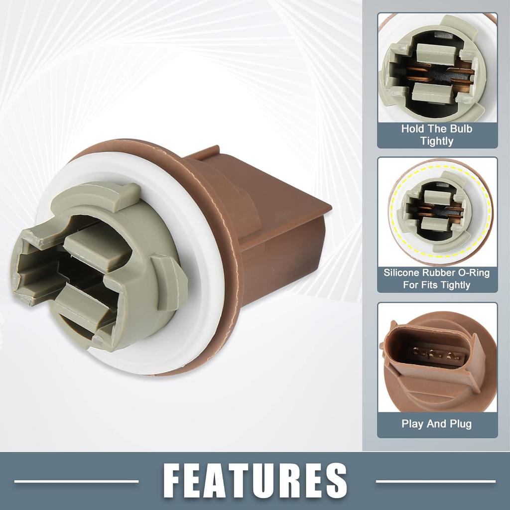 Turn Signal Tail Light Socket 2U5Z13411SA Tail Lamp Plug Connectors Holder Brown for Ford F150 F20 F350 2014-2016 (Set of 2)