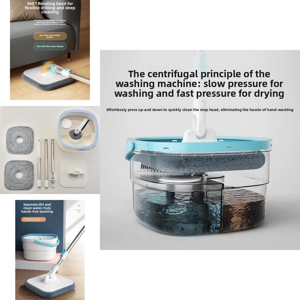 Spin Mop Bucket With Rotating Twisted Drying System For Home Cleaning Efficiency