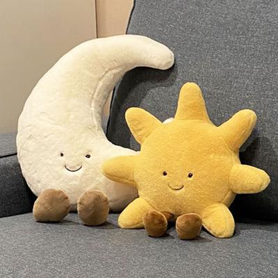 Yousheng Moon Sun Pillow Cartoon Style Elastic Fully Filling Plush Stuff Toy Sofa Bed Couch Decoration Companion Office Nap Pillow Car Seat Pillow
