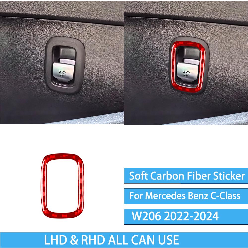 For Mercedes Benz C-Class W206 -2024 Auto Door Trim Seat Adjustment Red Carbon Fiber Decorative Car Accessory Sticker