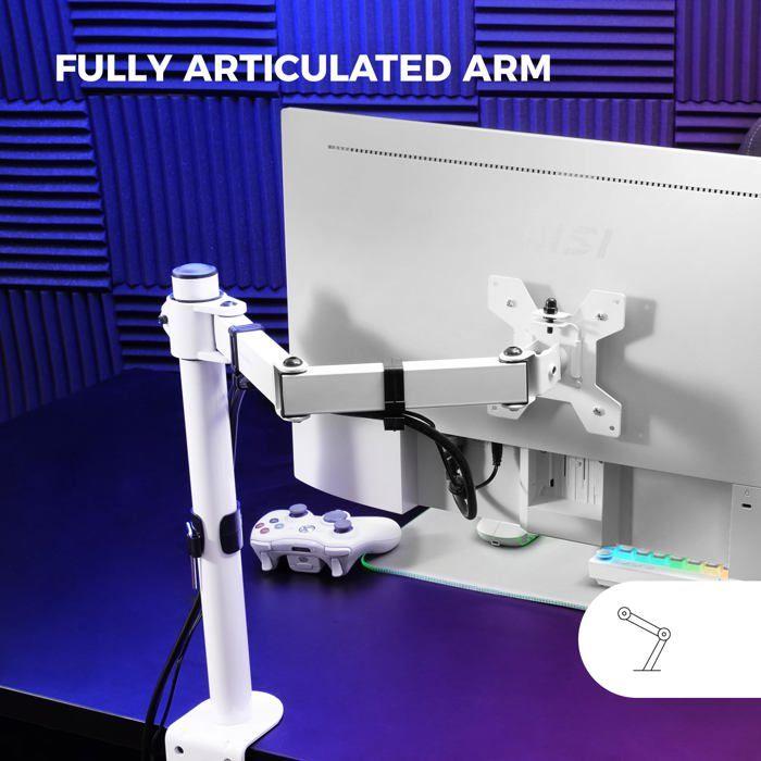 Support moniteur - mars gaming - marm1w - 32 pouces - blanc - réglage en hauteur