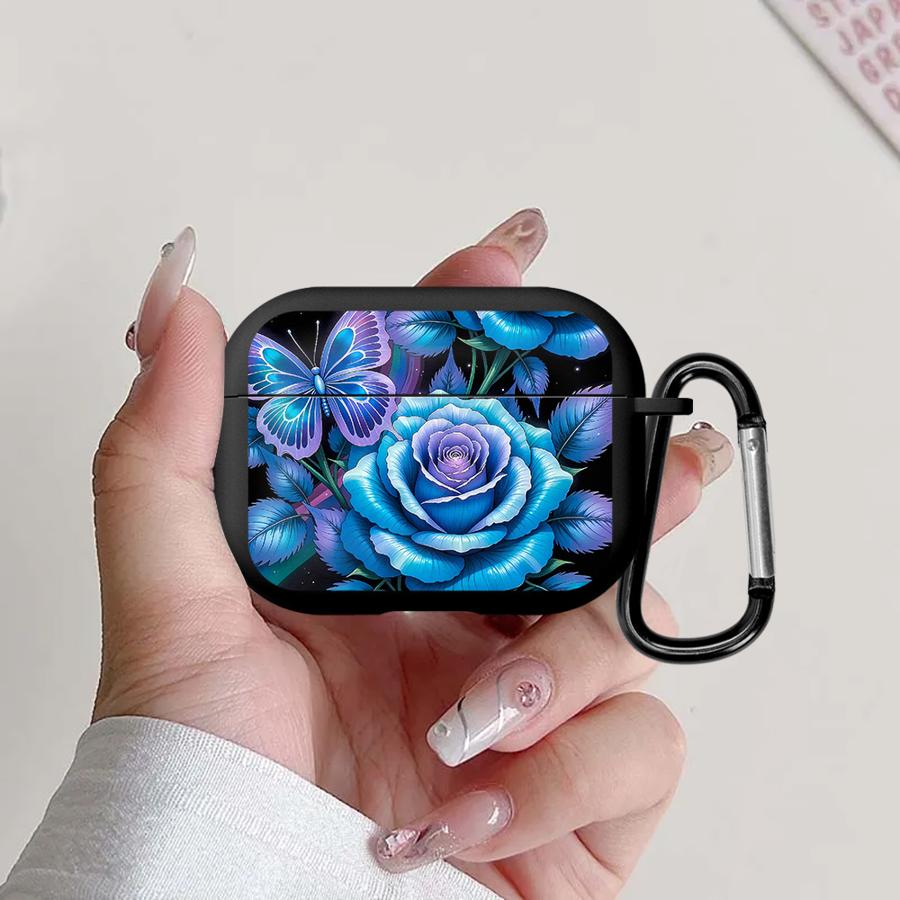 Earphone Cases Cover Case For Airpods 1 3 4 Pro2 Pro3 2 Pro Blue Flowers Cool