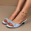 Mode Damsommar Tofflor med fjärilsknut Gatustil Fyrkantig tå Tjock klack Klänningsskor Utomhus Damtofflor