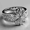 Vintage Finger Jewelry Light Luxury Flower Ring Aesthetic Hollow Carved Ring  Girls