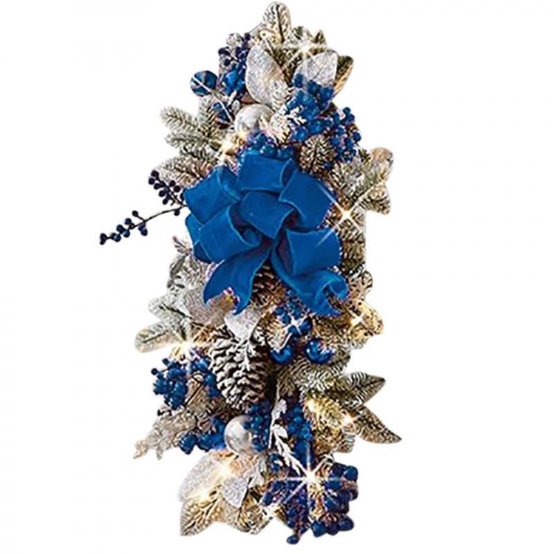 

Nordic Christmas Staircase Garland for Home and Hotel Holiday Decoration Without Lights синій