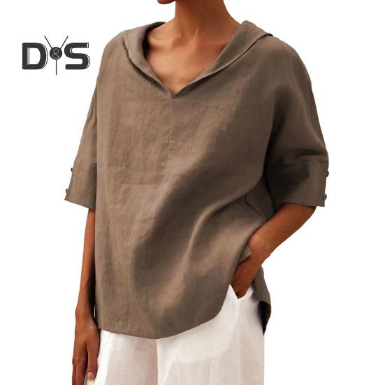 

Женская рубашка, однотонная, с капюшоном, с коротким рукавом, пуловер, однотонная, свободная, повседневная рубашка, легкая, дышащая, повседневная одежда XXL хаки